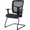 Lorell ErgoMesh Series Mesh Side Arm Guest Chair - Periwinkle Fabric Seat - Black Mesh Back - Cantilever Base - 1 Each