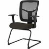 Lorell ErgoMesh Series Mesh Side Arm Guest Chair - Pepper Fabric Seat - Black Mesh Back - Cantilever Base - 1 Each