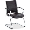 Eurotech Europa Executive Guest Chair - Black Leather Seat - Black Leather Back - Aluminum Frame - 1 Each