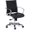 Eurotech Europa Mid Back Executive Chair - Black Leather Seat - Black Leather Back - Aluminum Frame - 5-star Base - 1 Each