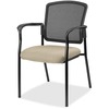 Lorell Mesh Back Stackable Guest Chair - Shire Travertine Seat - Black Frame - 1 Each