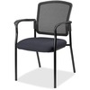 Lorell Mesh Back Stackable Guest Chair - Fuse Azurean Seat - Black Frame - 1 Each