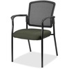Lorell Mesh Back Stackable Guest Chair - Perfection Olive Green Seat - Black Frame - 1 Each