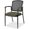 Lorell Mesh Back Stackable Guest Chair - Canyon Fern Antimicrobial Vinyl Seat - Black Mesh Back - Black Powder Coated Steel Frame - Four-legged Base -
