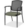 Lorell Mesh Back Stackable Guest Chair - Shire Sage Seat - Black Frame - 1 Each