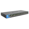 Linksys Ethernet Switch - 16 Ports - Gigabit Ethernet - 10/100/1000Base-T - 2 Layer Supported - 13.41 W Power Consumption - 110 W PoE Budget - Twisted