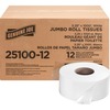 Genuine Joe Jumbo Roll Bath Tissues - 2 Ply - 3.25" x 1000 ft - 9" Roll Diameter - White - Nonperforated, Unscented - 12 / Carton