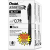 EnerGel EnerGel-X Retractable Gel Pens - Medium Pen Point - 0.7 mm Pen Point Size - Refillable - Retractable - Black Gel-based Ink - Black Barrel - Me