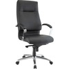 Lorell Executive High-back Chair with Fixed Arms - Leather Seat - Black Leather Back - 5-star Base - 1 Each
