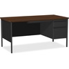 Lorell Fortress Series Right-Pedestal Desk - Laminated Rectangle, Walnut Top - 30" Table Top Length x 66" Table Top Width x 1.13" Table Top Thickness 