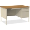 Lorell Fortress Series 48" Right Single-Pedestal Desk - For - Table TopOak Laminate Rectangle Top - 30" Table Top Length x 48" Table Top Width x 1.13"