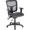 Lorell Mid-Back Mesh Swivel Office Chair - Black Frame - 5-star Base - Black, Silver - 1 Each