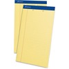 Ampad Writing Pad - 50 Sheets - Stapled - 0.34" Ruled - 2 Hole(s) - 15 lb Basis Weight - Legal - 8 1/2" x 14" - Canary Yellow Paper - Dark Blue Bindin