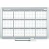 MasterVision 48" 12-month Calendar Planning Board - Julian Dates - Monthly, Weekly, Daily - 12 Month - Silver, White - Aluminum - 36" Height x 48" Wid