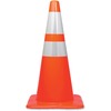Tatco 28" Traffic Cone - 1 Each - 28" Height - Cone Shape - Stackable, Sturdy - Indoor, Outdoor - Orange, Silver
