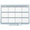 MasterVision 36" 12-month Calendar Planning Board - Yearly - 12 Month - White - Aluminum - 24" Height x 36" Width - Magnetic, Dry Erase Surface, Durab