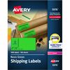 Avery&reg; 2"x 4" Neon Shipping Labels with Sure Feed, 1,000 Labels (5976) - 2" Width x 4" Length - Permanent Adhesive - Rectangle - Laser - Neon Gree