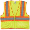 GloWear Class 2 Two-tone Lime Vest - Large/Extra Large Size - Lime - Reflective, Machine Washable, Lightweight, Pocket, Zipper Closure - 1 Each