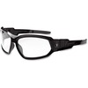 Ergodyne Skullerz Loki Clear Lens Safety Glasses - Ultraviolet Protection - Black Frame - Durable, Flexible, Scratch Resistant, Anti-fog, Non-slip, Pe