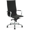 Lorell Modern Chair Series High-back Leather Chair - Leather Seat - Leather Back - High Back - 5-star Base - Black - 1 Each