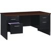 Lorell Fortress Modular Series Double-Pedestal Desk - 60" x 30" , 1.1" Top - 4 x Box, File Drawer(s) - Double Pedestal - Material: Steel - Finish: Wal