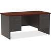 Lorell Fortress Modular Series Double-Pedestal Desk - 60" x 30" , 1.1" Top - 2 x Box, File Drawer(s) - Double Pedestal - Material: Steel - Finish: Mah
