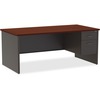 Lorell Fortress Modular Series Right-Pedestal Desk - 72" x 36" , 1.1" Top - 2 x Box, File Drawer(s) - Single Pedestal on Right Side - Material: Steel 