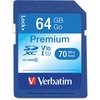 Verbatim 64GB Premium SDXC Memory Card, UHS-I Class 10 - Class 10/UHS-I (U1) - 90 MB/s Read1 Pack - 300x Memory Speed