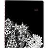 Cambridge FloraDoodle Premium Weekly Monthly Appointment Book, Black, White, Large - Large Size - Weekly, Monthly - 13 Month - January 2025 - December