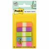 Post-it&reg; Flags in On-the-Go Dispenser - Bright Colors - 100 x Assorted - 1/2" x 1 3/4" - Orange, Purple, Green, Blue, Pink - Removable - 100 / Pac