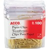 ACCO Gold Tone Paper Clips - No. 2 - 1.4" Length x 0.5" Width - 10 Sheet Capacity - for Office, Home, School, Document, Paper - Sturdy, Flex Resistant