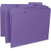 Business Source 1/3 Tab Cut Letter Recycled Top Tab File Folder - 8 1/2" x 11" - Top Tab Location - Assorted Position Tab Position - Purple - 10% Recy