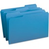Business Source 1/3 Tab Cut Legal Recycled Top Tab File Folder - 8 1/2" x 14" - Top Tab Location - Assorted Position Tab Position - Blue - 10% Recycle