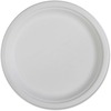 Genuine Joe Plates - 50 / Pack - Disposable - White - Sugarcane Body - 500 / Carton