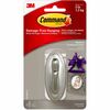 Command Medium Traditional Hook, Brushed Nickel - 3 lb (1.36 kg) Capacity - 3.1" Length - for Decoration, Indoor - Plastic - Metallic Silver - 1 / Pac