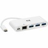 Tripp Lite by Eaton 3-Port USB 3.2 Gen 1 Hub with LAN Port and Power Delivery USB-C to 3x USB-A Ports and Gigabit Ethernet White - USB 3.1 Type C - Ex