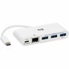 Eaton Tripp Lite Series 3-Port USB-C Hub - USB 3.x (5Gpbs) Hub Ports, Gigabit Ethernet, 60W PD Charging, White - USB 3.1 Type C - External - 4 USB Por