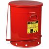 Justrite Just Rite 21-Gallon Oily Waste Can - 21 gal Capacity - Round - Foot Pedal, Rugged, Rust Resistant, Durable, Powder Coated, Chemical Resistant
