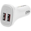 StarTech.com Dual Port USB Car Charger - White - High Power 24W/4.8A - 2 port USB Car Charger - Charge two tablets at once - Charge two tablets simult