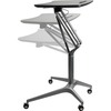 Lorell Gas Lift Height-Adjustable Mobile Desk - For - Table TopBlack Rectangle Top - Powder Coated Base - Height Adjustable - 28.70" to 40.90" Adjustm