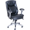 Lorell Wellness by Design Executive Office Chair - Black Bonded Leather Seat - Black Bonded Leather Back - High Back - 5-star Base - Armrest - 1 Each