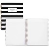 Cambridge Hardcover Wirebound Notebook - 160 Pages - Twin Wirebound - Both Side Ruling Surface - Ruled - 11" x 8 7/8" - Black & White Stripe Cover - H
