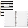 Cambridge Hardcover Wirebound Notebook - Twin Wirebound - Both Side Ruling Surface - Ruled7.3" x 9.5" - Black & White Stripe Cover - Hard Cover, Dual 