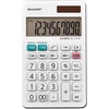 Sharp EL-377WB 10 Digit Professional Handheld Calculator - Extra Large Display, Durable, Plastic Key, Dual Power, 4-Key Memory, Angled Display, Sign C