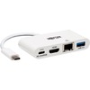Tripp Lite USB-C Multiport Adapter - 4K HDMI, USB-A Port, GbE, 60W PD Charging, HDCP, White - Docking Station for Notebook/Tablet PC/Desktop PC - 2 x 