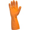 Safety Zone Orange Neoprene Latex Blend Flock Lined Latex Gloves - Chemical Protection - Large Size - Orange - Fish Scale Grip, Flock-lined - For Dish
