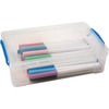 Advantus Clear Large Pencil Box - External Dimensions: 5.5" Width x 9" Depth x 2.6" Height - 152 x Crayon, 100 x Pencil, 50 x Pen, 30 x Marker - Stack