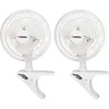 Lorell Clip-On Personal Fans - 152.4 mm Diameter - 2 Speed - Adjustable Tilt Head - 9.5" Height x 7.9" Width x 6" Depth - White