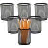 Lorell Mesh Wire Pencil Cup Holders - 3.5" x 3.9" x - Steel - 6 / Box - Black