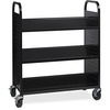 Lorell Double-sided Book Cart - 6 Shelf - Round Handle - 5" Caster Size - Steel - x 38" Width x 18" Depth x 46.3" Height - Black - 1 Each